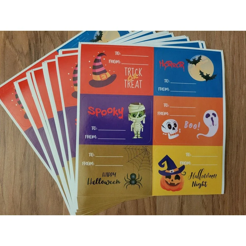 120 Halloween Gift Bag Sticker Adhesive Labels 20 Sheets 2x3